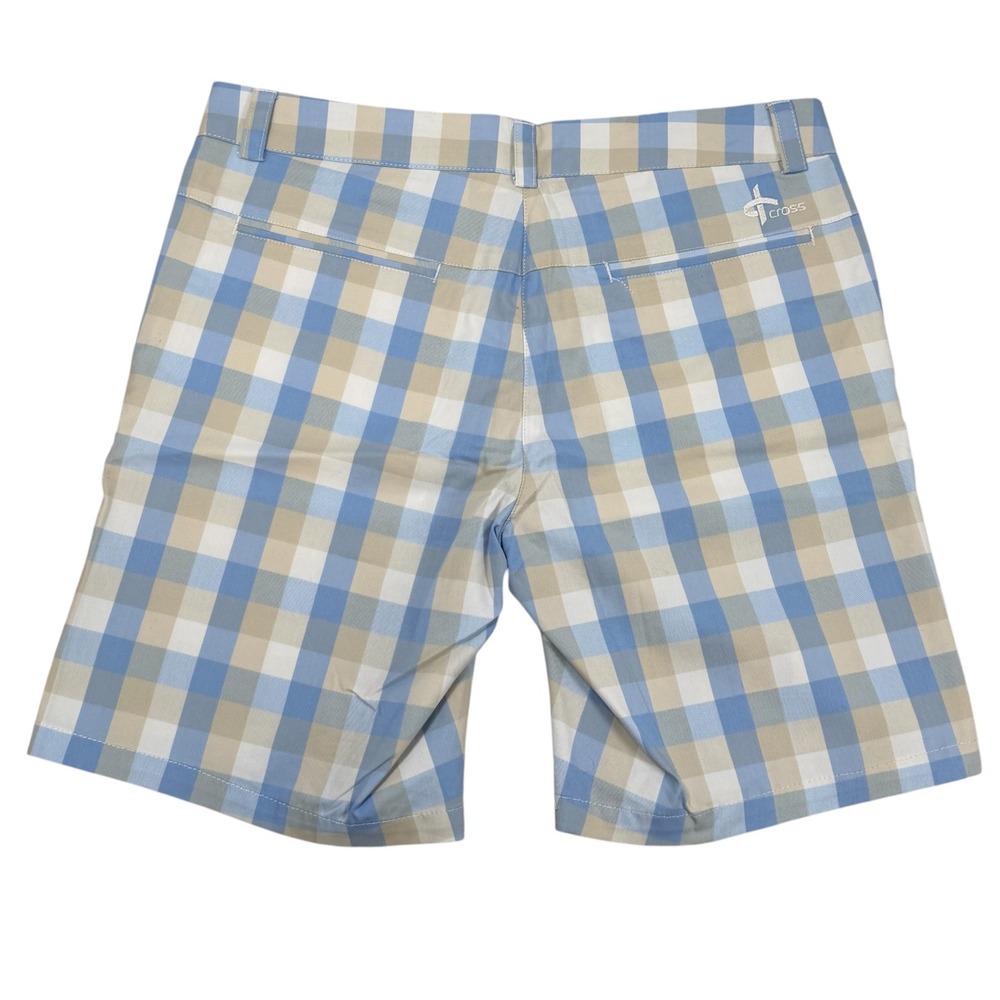 Cross Sportswear Womens Blue Tan Plaid Golf Shorts W Classic Size 8 NWT Swiss - Picture 2 of 13